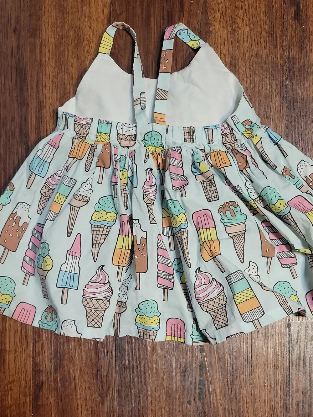 Girls Ice Cream Print Cotton Sundress - Pink & Mint Well And Able 12m